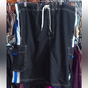 🌴💙 Paradise Collection Black Cargo Swim Trunks | Size L 🌴💙